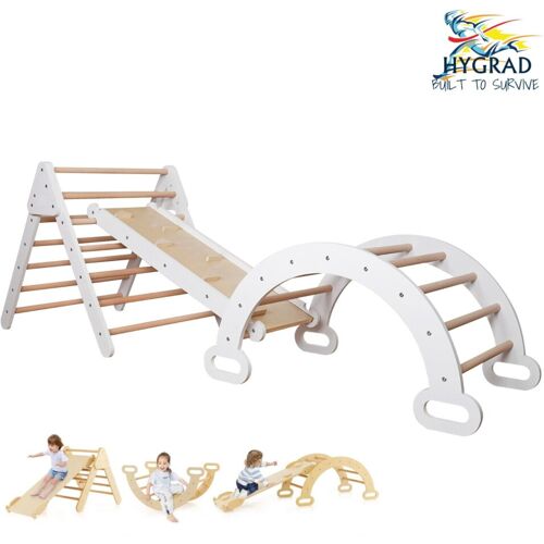 HYGRAD Montessori Pikler Set of 3 Triangle Ramp Arch Climber Ladder Slide Play Gym Set