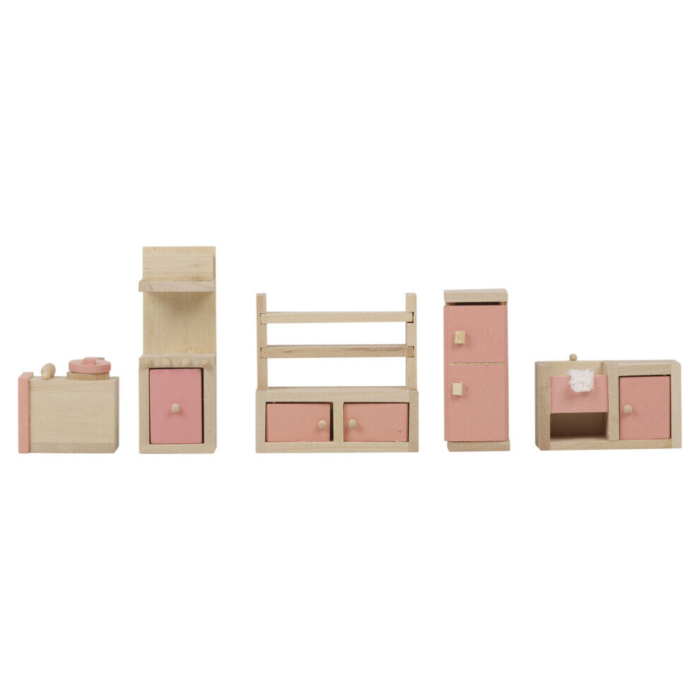 URBN-TOYS (Kitchen) Kids Wooden Furniture Sets Bath Bedroom Doll House