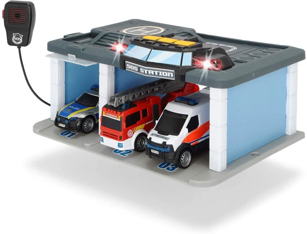 Dickie Toys 203716015AMA Center SOS Rescue Police, Fire Brigade and Ambulance, S