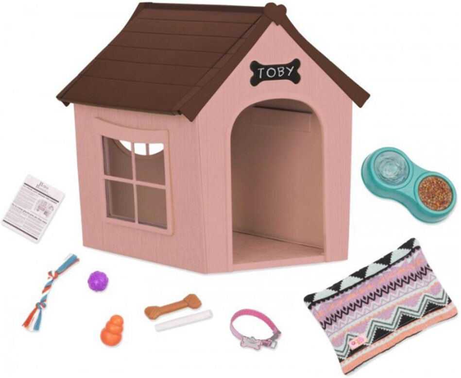 Our Generation Kids Deluxe Pet Dog House Doll Play Accessory Toy Set for Kids 3+