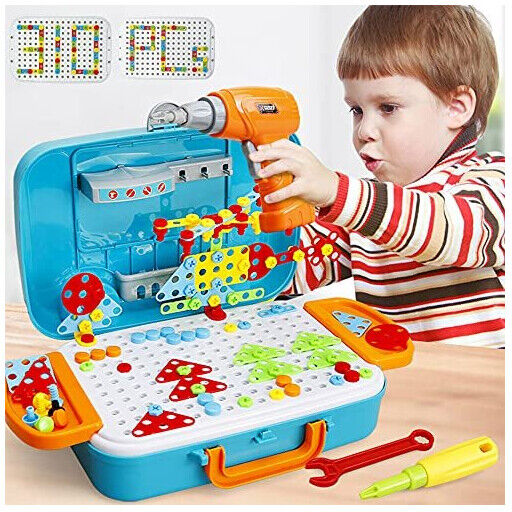 Style-Carry Drill Toys for 3 4 5 Year Old Boys Creative Mosaic Design Construction Building