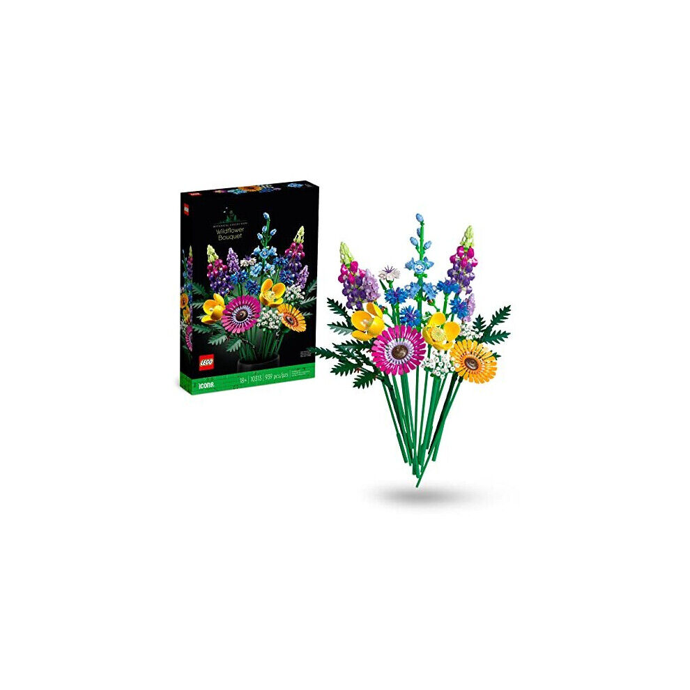 Lego 10313 Icons Wildflower Bouquet Set, Artificial Flowers with Poppies and Lav