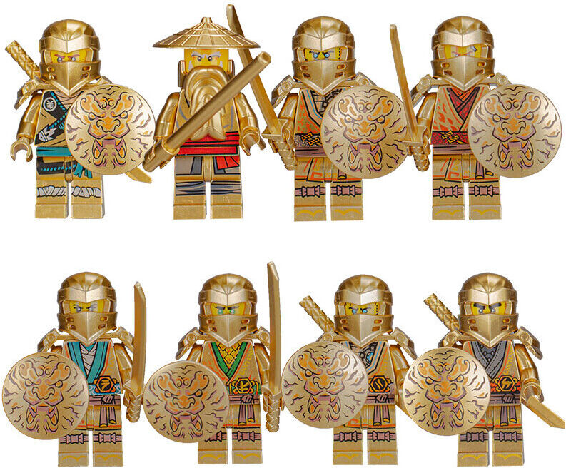 Xurikcoo 8pcs Golden Phantom Ninji Wood figurine  Minifigures Gift Fit Lego