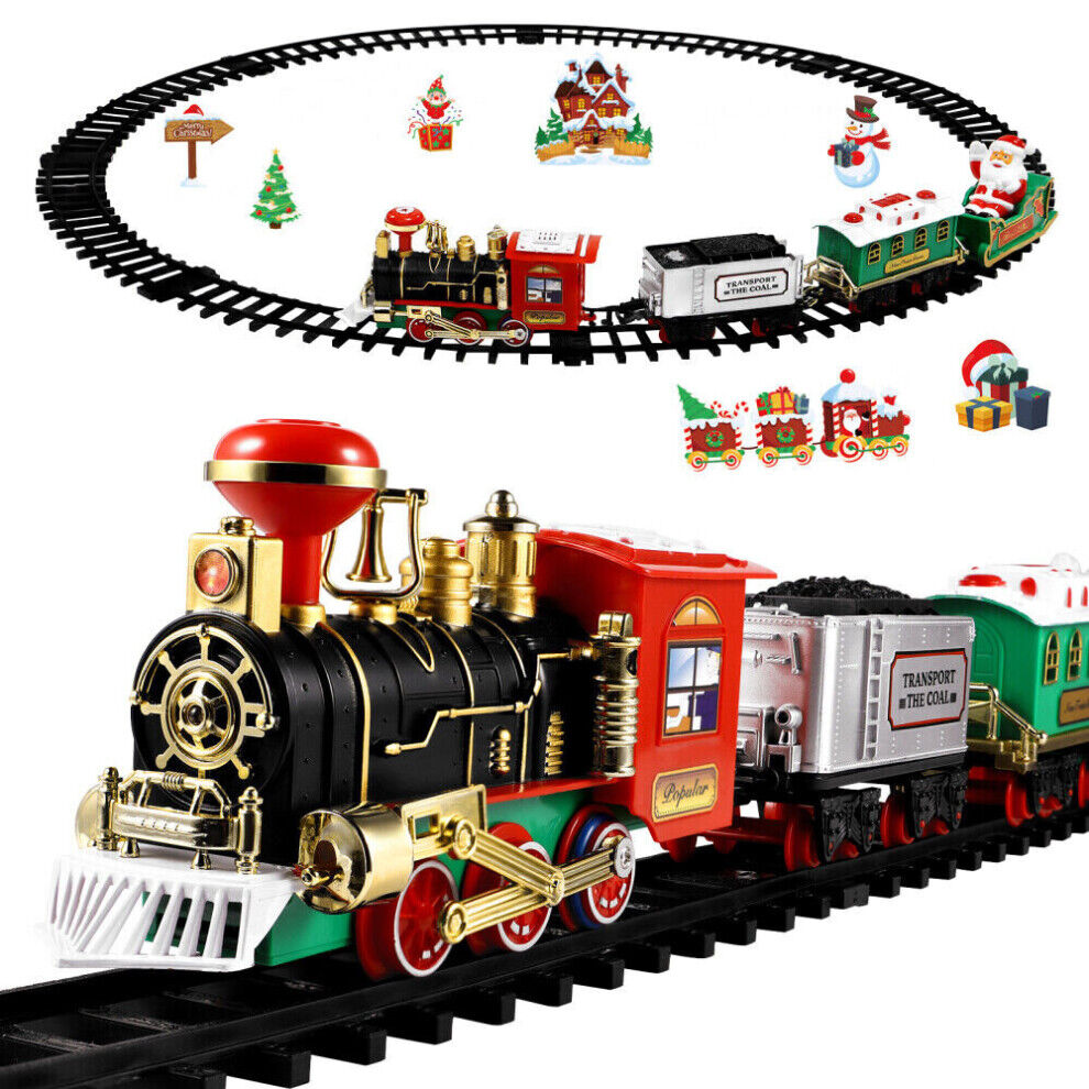 SKESRJTOP Christmas Electric Xmas Train Set Festive Carriages Tree Track Battery Operated