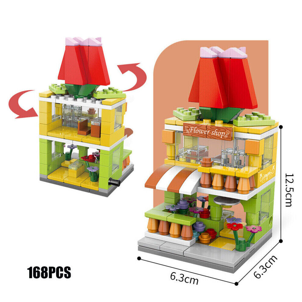 SRJ STAR (  Flower Shop) Food Stores Building Blocks Toys Mini Street Bricks Set DIY Puzz