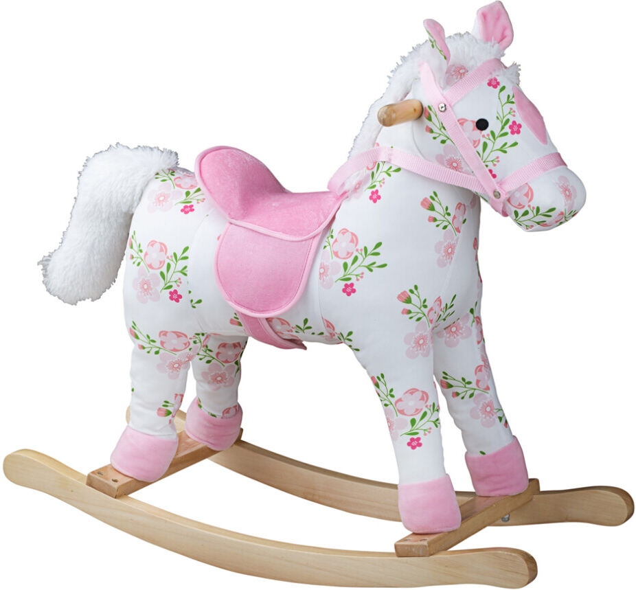 Bigjigs Toys Plush Floral Rocking Horse - Quality Rocking Horse for 1 Year Old,