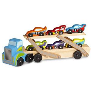 Melissa & Doug Mega Race-Car Carrier Wooden Vehicles & Trains Trucks & Vehic Melissa & Doug Mega Race-Car Carrier Wooden Vehicles & Trains Trucks & Vehic