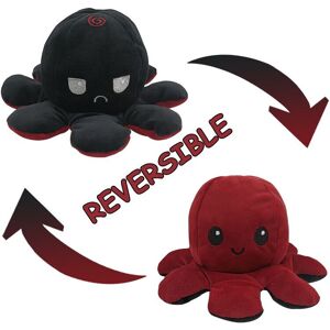 Unbranded (Black + Wine Red) Double-Sided Flip Reversible Octopus Plush Toy Marine Life St Unbranded (Black + Wine Red) Double-Sided Flip Reversible Octopus Plush Toy Marine Life St