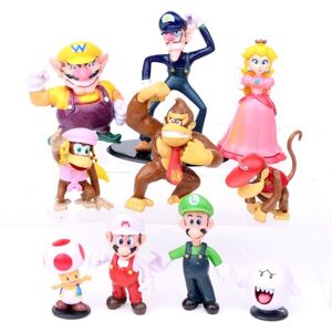 Unbranded 10pcs Super Mario Bros Peach Toad Wario Luigi Yoshi Bowser Kong Figures Gift Toy