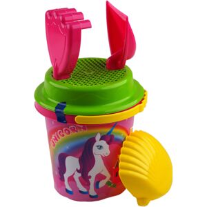 Kandy Toys Unicorn Beach Bucket And Spade 5 Piece Set - With Rake Sieve Sand Mould Kandy Toys Unicorn Beach Bucket And Spade 5 Piece Set - With Rake Sieve Sand Mould