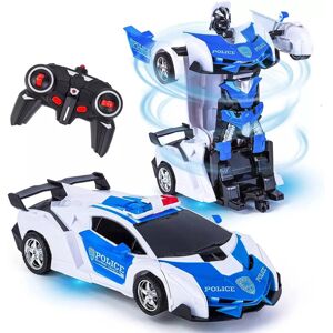 Unbranded (Blue-White) Remote Control Transform Robot RC Car Kids Transformer Car Toy With Unbranded (Blue-White) Remote Control Transform Robot RC Car Kids Transformer Car Toy With