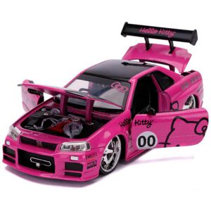 Jada 2002 Nissan Skyline GT-R (BNR34) RHD (Right Hand Drive) Pink Metallic and B Jada 2002 Nissan Skyline GT-R (BNR34) RHD (Right Hand Drive) Pink Metallic and B