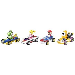 Hot Wheels GWB38 Mario Kart Die-Cast Character Replicas in 4-Pack Each Assortment Includes Hot Wheels GWB38 Mario Kart Die-Cast Character Replicas in 4-Pack Each Assortment Includes