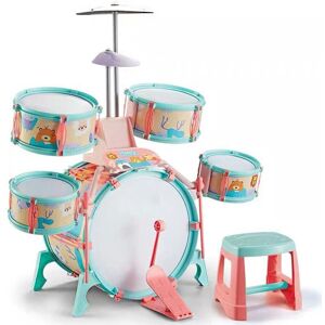 (Pink) The Magic Toy Shop Kids Drum Kit With Stool Kids Drum Set (Pink) The Magic Toy Shop Kids Drum Kit With Stool Kids Drum Set