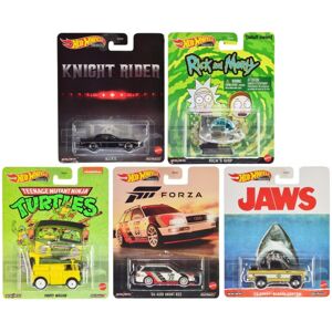 Mattel Hot Wheels Retro Entertainment Premium Diecast Model Cars Set of 5 Mattel Hot Wheels Retro Entertainment Premium Diecast Model Cars Set of 5