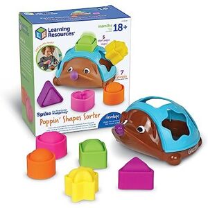 Learning Resources Spike the Fine Motor Hedgehog Poppin' Shapes Sorter, 7 Pieces, Ages 18 Months+, Learning Resources Spike the Fine Motor Hedgehog Poppin' Shapes Sorter, 7 Pieces, Ages 18 Months+,