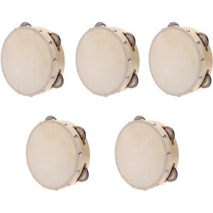 Spactz (5PCS) 6in Hand Held Tambourine Drum Bell Metal Jingles Percussion Musical Toy f Spactz (5PCS) 6in Hand Held Tambourine Drum Bell Metal Jingles Percussion Musical Toy f
