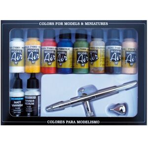 VAL71167 - AV Vallejo Model Air Set - Ultra Airbrush + 10 Basic Cols VAL71167 - AV Vallejo Model Air Set - Ultra Airbrush + 10 Basic Cols