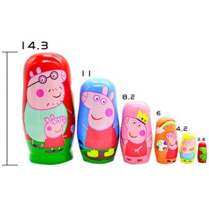 Unbranded Hand Painted Decoration 6 Layer Peppa Pig Matryoshka Russian Creative Gift Toy Unbranded Hand Painted Decoration 6 Layer Peppa Pig Matryoshka Russian Creative Gift Toy