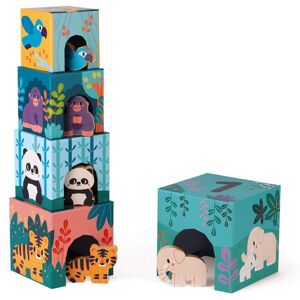 Janod - Cardboard Baby Pyramid with Wooden Animal Figures Early years Toy - Educationa Janod - Cardboard Baby Pyramid with Wooden Animal Figures Early years Toy - Educationa