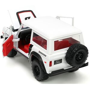 Jada 1973 Ford Bronco #008 White with Red and Black Stripes and Red Interior with Ext Jada 1973 Ford Bronco #008 White with Red and Black Stripes and Red Interior with Ext