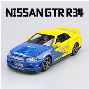 Maxpower (R34 Blue Yellow) 1:32 NISSAN GTR GT-R R35 R34 Supercar Alloy Car Model Diecasts Maxpower (R34 Blue Yellow) 1:32 NISSAN GTR GT-R R35 R34 Supercar Alloy Car Model Diecasts