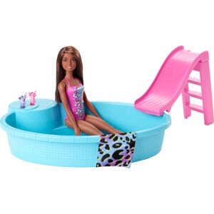 Barbie Doll and Pool Playset with Pink Slide Beverage Accessories and Barbie Doll and Pool Playset with Pink Slide Beverage Accessories and
