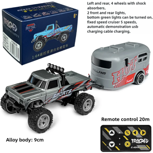 Maxpower (Grey trailer) RC Off-Road Monster Truck 1/64 Remote Control Mini Climbing Car, Maxpower (Grey trailer) RC Off-Road Monster Truck 1/64 Remote Control Mini Climbing Car,