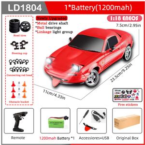 Maxpower (LD1804-Red-1B1200-OB) LDRC LD1804 RC Drift Car 1/18 Model 2.4G 2WD ESP Gyrosco Maxpower (LD1804-Red-1B1200-OB) LDRC LD1804 RC Drift Car 1/18 Model 2.4G 2WD ESP Gyrosco