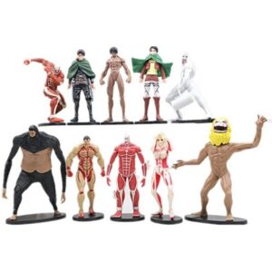DINAMR 10pcs Attack On Titan Levi Eren Colossal Beast Titan Cartoon Action Figure Toy DINAMR 10pcs Attack On Titan Levi Eren Colossal Beast Titan Cartoon Action Figure Toy