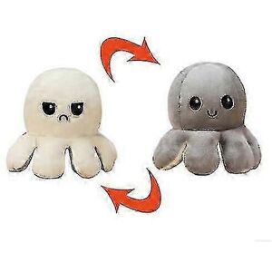 Unbranded (Gray beige) Plush Octopus Reversible Cute Flip Soft Toy Gift Happy Sad Pink Blu Unbranded (Gray beige) Plush Octopus Reversible Cute Flip Soft Toy Gift Happy Sad Pink Blu