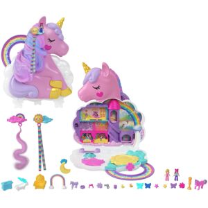 Polly Pocket Mini Toys, Rainbow Unicorn Salon Styling Head and Playset with 2 Mi Polly Pocket Mini Toys, Rainbow Unicorn Salon Styling Head and Playset with 2 Mi