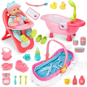 deAO Toys deAO 14" Baby Doll Play Set 25 Pcs Baby Doll Accessories with High Chair, Bath, deAO Toys deAO 14" Baby Doll Play Set 25 Pcs Baby Doll Accessories with High Chair, Bath,