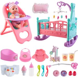 deAO Toys deAO ?My First Baby Doll? Play Set Includes Miniature Crib, High Chair, Feeding deAO Toys deAO ?My First Baby Doll? Play Set Includes Miniature Crib, High Chair, Feeding