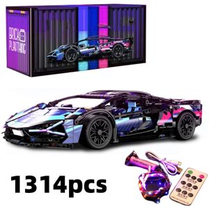 Unbranded (Purple Lighting) Building Lamborghini Block Remote Control Racing Car Light Mod Unbranded (Purple Lighting) Building Lamborghini Block Remote Control Racing Car Light Mod
