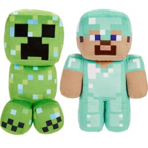 Mattel Minecraft Plush Figure 2-Pack Steve in Diamond Armor & Charged Creeper S Mattel Minecraft Plush Figure 2-Pack Steve in Diamond Armor & Charged Creeper S