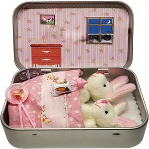SRJ STAR (pink, 10cm) Pocket Bunny in Tin Box Stuffed Rabbit Plush Gifts SRJ STAR (pink, 10cm) Pocket Bunny in Tin Box Stuffed Rabbit Plush Gifts