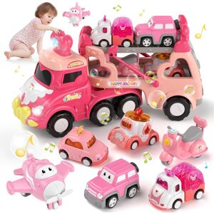 usrela Toddler Girl Truck Car Toys for 1 2 3 Year Old Girl Birthday Gifts, 7-in-1 Pink usrela Toddler Girl Truck Car Toys for 1 2 3 Year Old Girl Birthday Gifts, 7-in-1 Pink