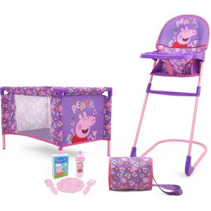 Peppa Pig: at Home 8pc Set - Purple Pink Flowers - Play Yard Highchair Handb Peppa Pig: at Home 8pc Set - Purple Pink Flowers - Play Yard Highchair Handb