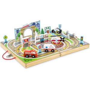 Melissa & Doug 18-Piece Wooden Take-Along Tabletop Town 4 Rescue Vehicles Play Melissa & Doug 18-Piece Wooden Take-Along Tabletop Town 4 Rescue Vehicles Play