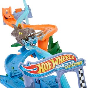 Hot Wheels Toy Car Track Set RacerVerse Jurassic World Crash & Splash Playset w Hot Wheels Toy Car Track Set RacerVerse Jurassic World Crash & Splash Playset w