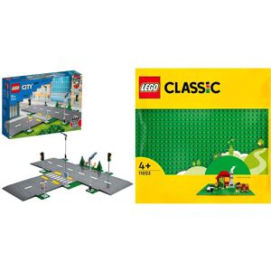 Lego City Road Plates Set: Traffic Lights & Classic Green Baseplate Lego City Road Plates Set: Traffic Lights & Classic Green Baseplate