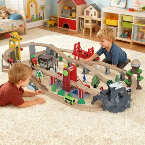 AIYAPLAY Wooden Train Set, 100 Piece Toy Train with Crane for 3+ Years Old AIYAPLAY Wooden Train Set, 100 Piece Toy Train with Crane for 3+ Years Old