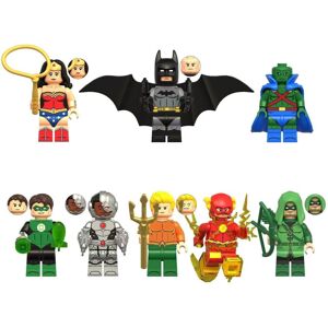 ENEKIO 8pcs DC Justice League Batman Flash Green Lantern Steel Ocean King Minifigure Ki ENEKIO 8pcs DC Justice League Batman Flash Green Lantern Steel Ocean King Minifigure Ki