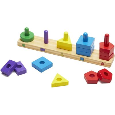 Melissa & Doug Stack and Sort Board - Wooden Educational Toy With 15 Solid Wood Melissa & Doug Stack and Sort Board - Wooden Educational Toy With 15 Solid Wood