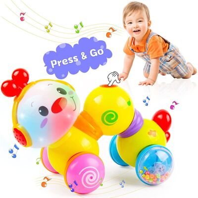 oph-SQKJ Baby Toys Musical Press and Go Inchworm Toy with Light up Crawling Toy oph-SQKJ Baby Toys Musical Press and Go Inchworm Toy with Light up Crawling Toy