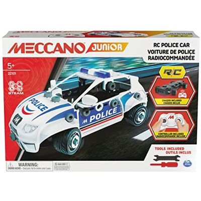 Meccano Junior, RC Police Car with Working Boot and Real Tools, Toy Model Buildi Meccano Junior, RC Police Car with Working Boot and Real Tools, Toy Model Buildi