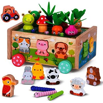KMTJT Montessori Wooden Toddler Toys for 1 2 3 Years Old Boys Girls, Shape Sorti KMTJT Montessori Wooden Toddler Toys for 1 2 3 Years Old Boys Girls, Shape Sorti