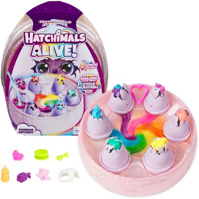 Hatchimals Alive Rainbow Hatchery Toy with 6 Mini Figures in Color Reveal Eggs Hatchimals Alive Rainbow Hatchery Toy with 6 Mini Figures in Color Reveal Eggs