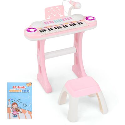Casart Electronic Kids Piano Toy 37 Keys Piano Keyboard with Stool-Pink Casart Electronic Kids Piano Toy 37 Keys Piano Keyboard with Stool-Pink
